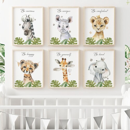 Animal Nursery Prints Printable Set of 6 Printable Baby - Etsy