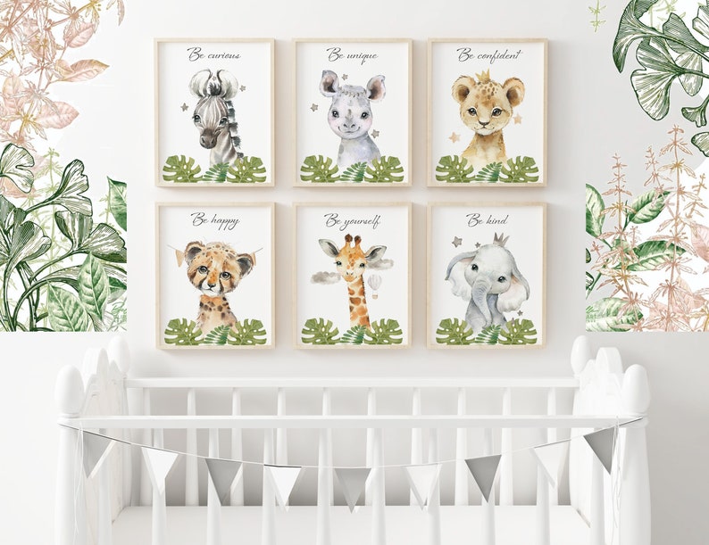 Animal Nursery Prints Printable Set of 6 Printable Baby Etsy