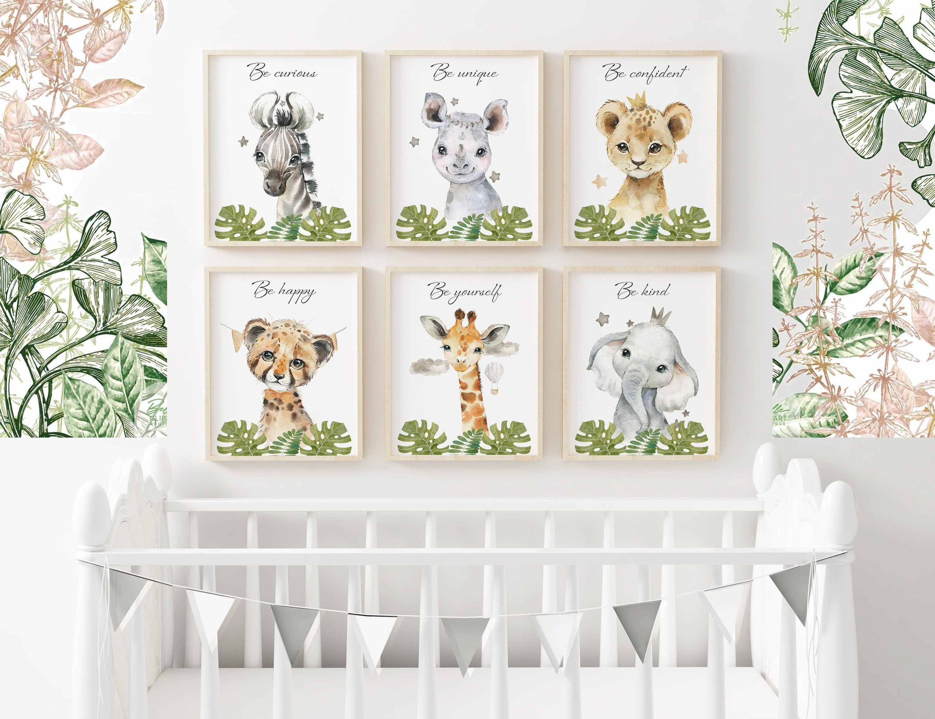 Animal Nursery Prints Printable Set of 6 Printable Baby Etsy Canada