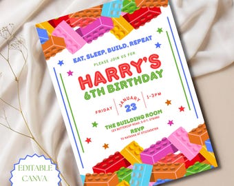 Lot de 20 cartes d'invitation en bloc de construction, fournitures de fête d 'anniversaire, invitations pour garçons ou filles Lot de 20 cartes d'invitation en bloc de construction, fournitures de fête d 'anniversaire, invitations pour garçons ou filles
