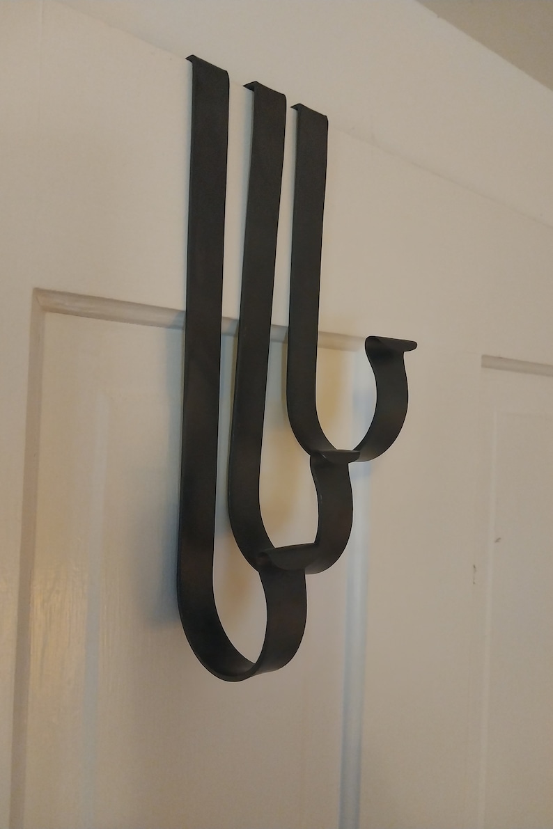 Hand forged over the door wreath hanger, veteran made, made in the USA image 10