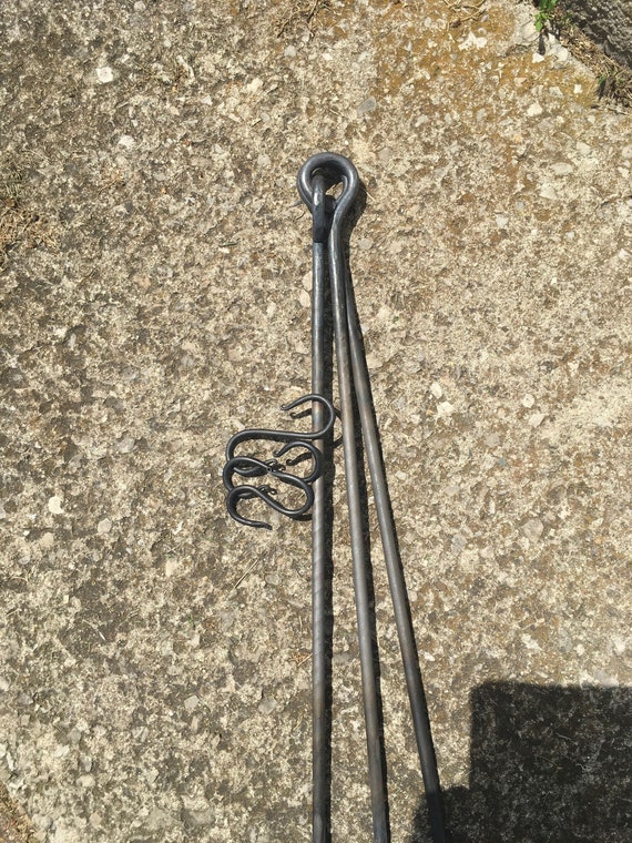 Hand forged campfire tripod.  Campfire, Fire pit grill, Blacksmithing