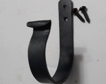 Hand forged door wreath hanger with screws, handmade wreath hook, veteran made, made in the USA
