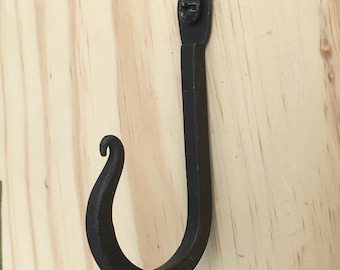 Hand forged J hooks, wall hook, handmade steel hook, veteran made, made in the USA