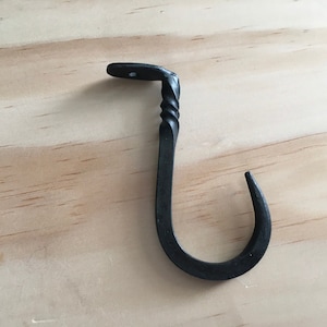 Hand forged large under counter hook, blacksmith coffee cup hook, ceiling hook, veteran made, made in the USA