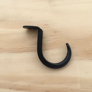 Hand forged under shelf coffee mug hook, low profile hook, forged steel, farmhouse mantle hook, veteran made, made in the USA