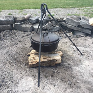 Hand forged campfire tripod, Dutch oven  tripod stand, cast iron pot stand, outdoor cooking stand, veteran made, made in the USA