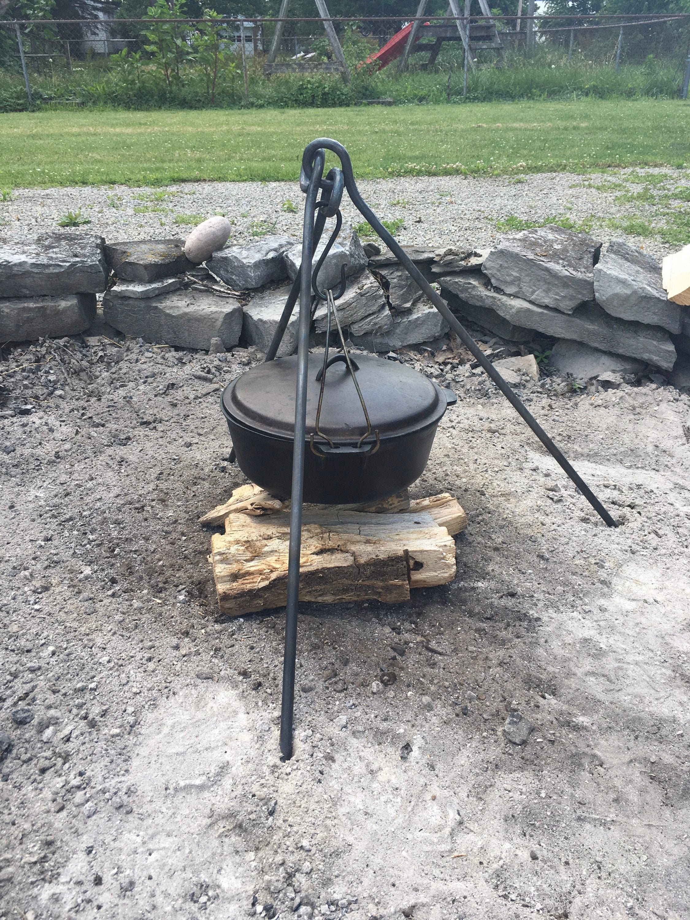 Forged skillet holder - Campfire cooking 