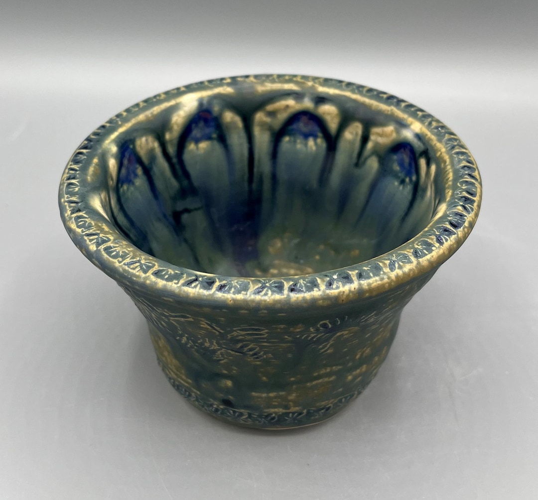Hand Thrown Pottery Bowl Embossed With Gingko Leaves and Ferns - Etsy