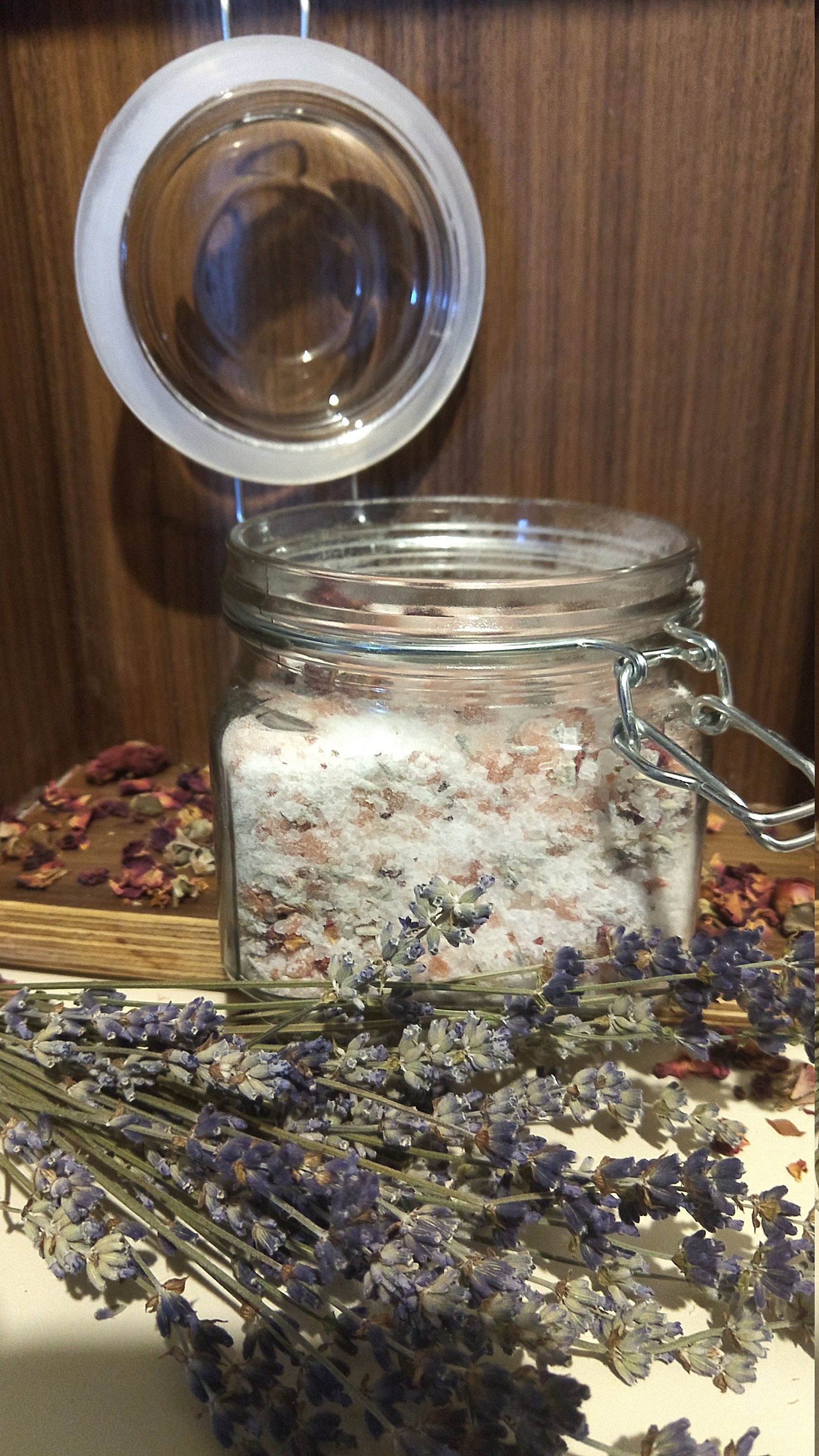 Bath Salts 16oz Glass Jar With Wooden Scoop & Muslin Bag Etsy