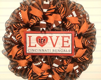 Love Cincinnati Bengals Football Wreath