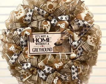 Welcome Dog Wreath - Greyhound