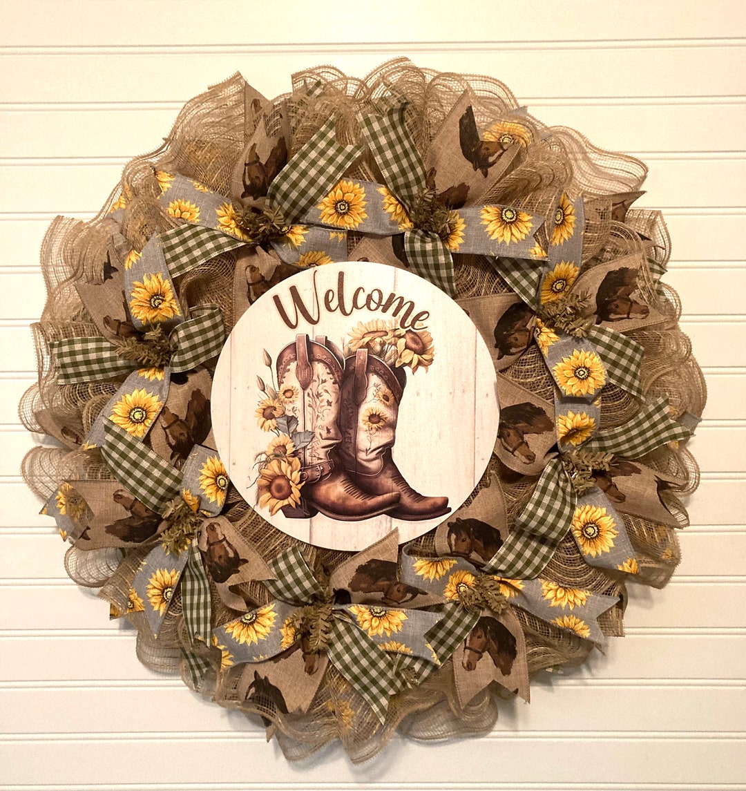 Western Cowboy Boots Wreath Etsy