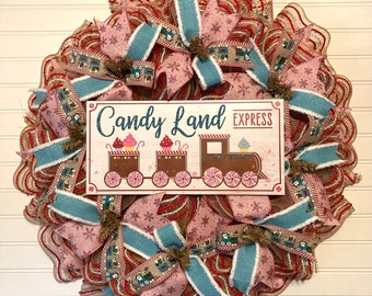 Candyland Express Christmas Wreath