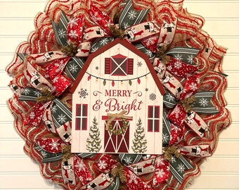 Merry & Bright Barn Christmas Wreath