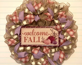 Welcome Fall Pumpkin Wreath
