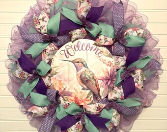 Welcome Hummingbird Wreath