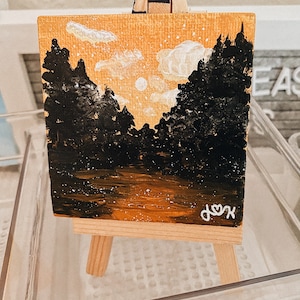 Tangerine Nights - 3x3in Mini Canvas Painting