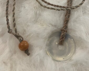 Natural Handmade Glass Bead Necklace Neutral Layering