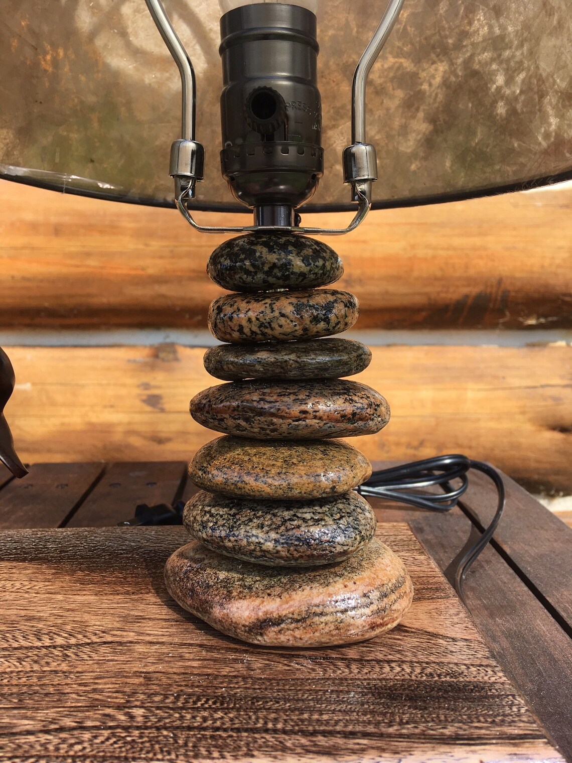 Stacked Stone Lamp Etsy