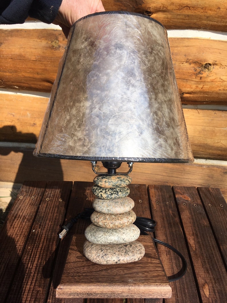 Stacked Stone lamp Etsy