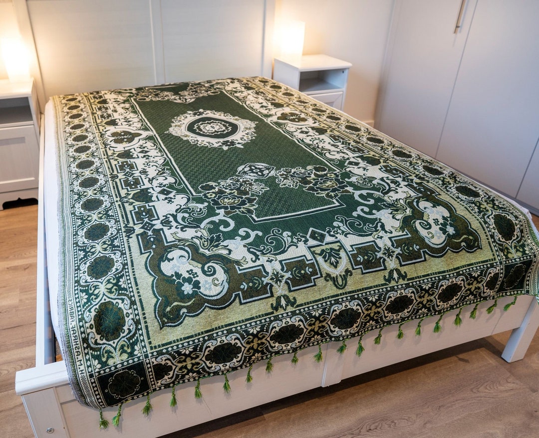 Traditional Bedspread for Bed Floral Pine Bedspread Green Throw