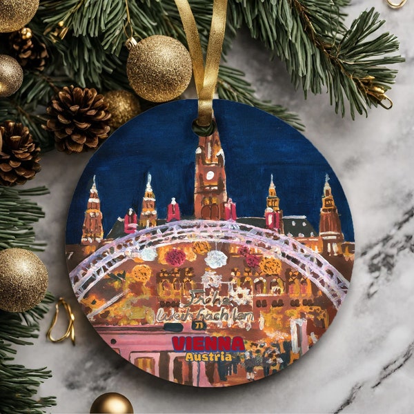 Vienna Austria Christmas Ornament, Ceramic ornament, Austria christmas ornaments, Vienna christmas gift, Vienna Rathaus gift