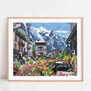 Chamonix Mont Blanc Wall Art Print French Alps Landscape Poster Travel Inspired Mountain Decor for Living Room Adventure Nature Gift Idea