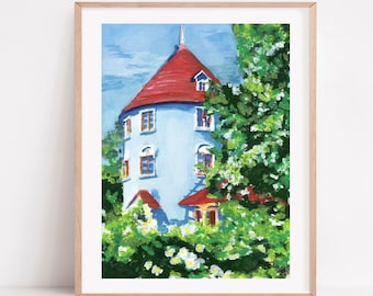 Moomin House Art Print – Whimsical Nordic Cottagecore Decor