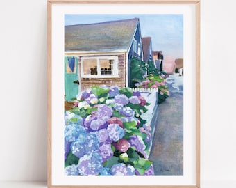 Nantucket Print, Nantucket Painting, Hydrangea Art, Nantucket Poster, Nantucket Art, Coastal Home Décor, Beach house gift