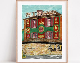 Paul Bocuse Restaurant Painting Print – Lyon, France Bistro Wall Art