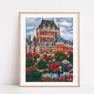 Quebec Painting, Quebec City Print, Canada Wall Art, Watercolor Art, Travel Print, fall leaf, autumn painting