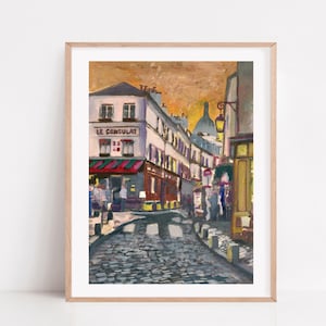 Montmartre Paris Art Print – Le Consulat Café at Sunset – French Street Scene Wall Decor, Parisian Home Aesthetic