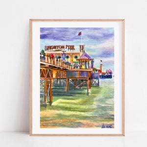 Brighton art print, Pier painting, Brighton UK, Southern living, boardwalk Brighton, Summer in the UK, brighton gift, souvenir brighton art