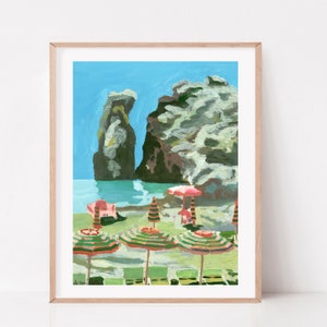 Monterosso, Italy travel print, Cinque Terres, Amalfi coast painting, amalfi print, Monterosso art print, Monterosso painting, beach print