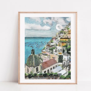 Amalfi Italy Painting, Positano Art Print, Italy Wall Art, Positano wall Art, Travel Print