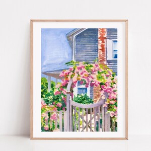 Nantucket Print, Nantucket Painting, Roses Art, Nantucket Poster, Nantucket Art, Coastal Home Décor, Beach house gift