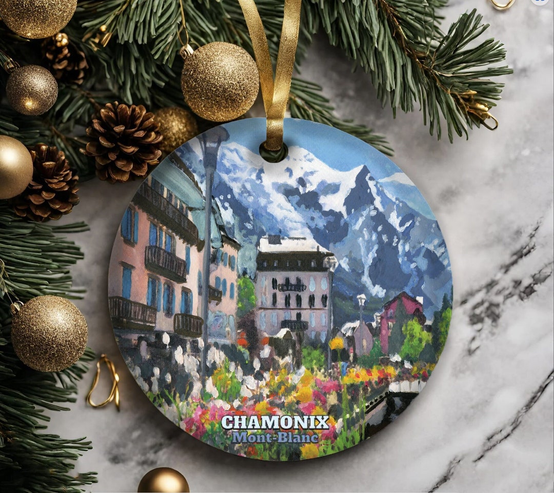 Chamonix Montblanc Christmas Ornament, Ceramic Ornament, French Alps Ornaments, Small Chamonix