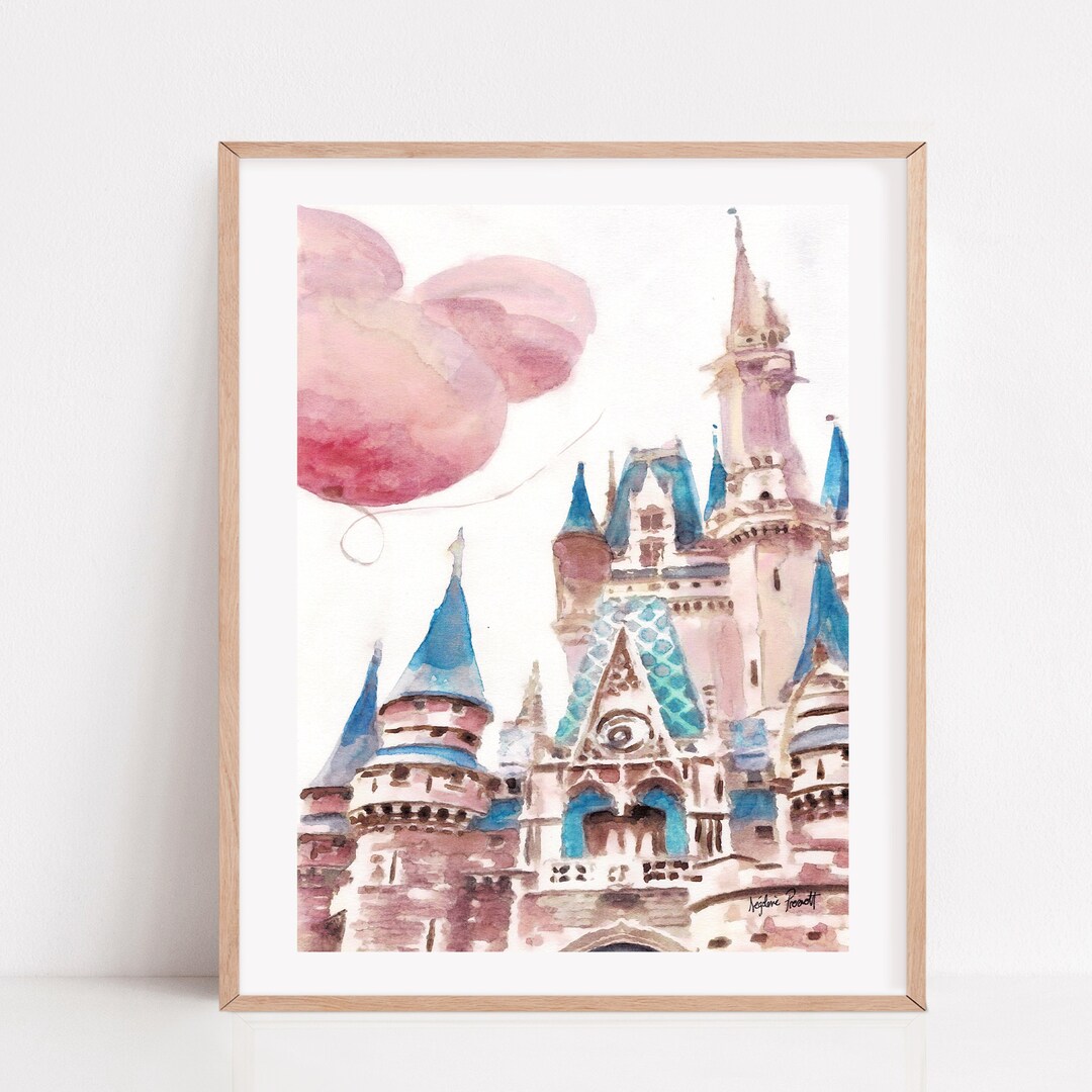Princess Castle Wall Art, Disneyworld Art, Disneyland, Girl Bedroom