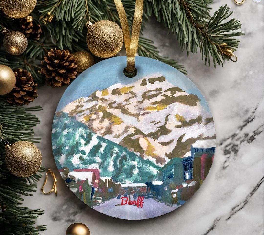 Banff Christmas Ornament, Ceramic Ornament, Canada Mountain, Ski