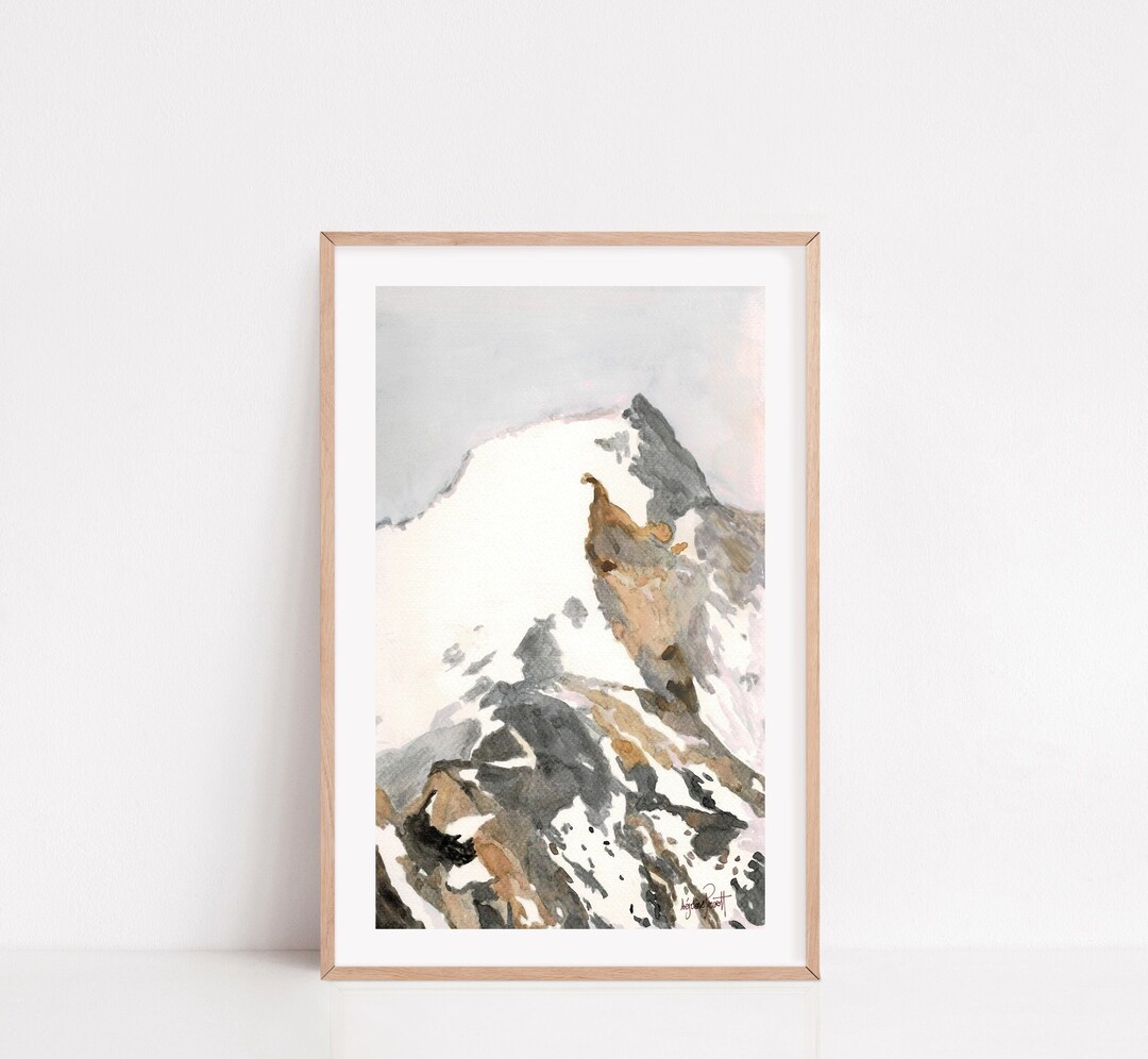 Ski Lodge Art, Ski Art Print, Summit Art Print, Mountain Painting Art