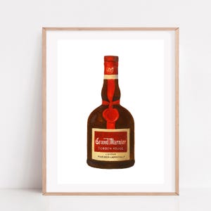 Grand Marnier Bottle Wall Art Print Vintage French Liquor Poster Cordon Rouge Alcohol Bar Decor Rustic Kitchen Spirits Painting Gift