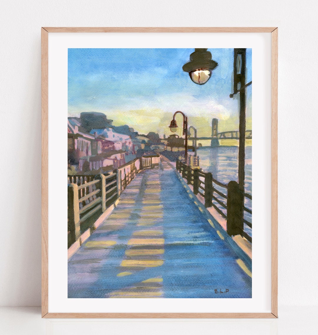 Wilmington Art Print, Wilmington NC Painting, Wilmington Riverwalk, Southern Living, Boardwalk