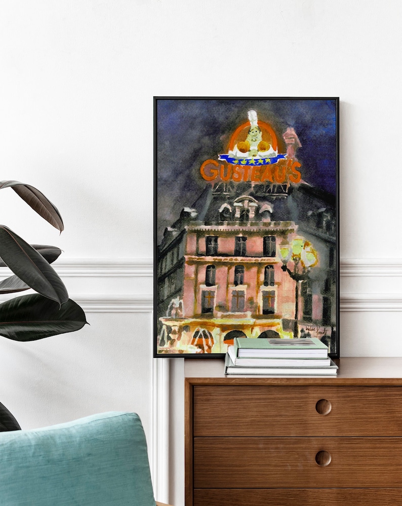 Disney Ratatouille Inspired French Gouache Print shown on dresser
