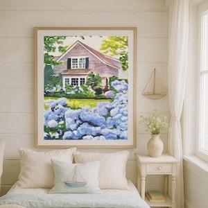 Nantucket Print, Nantucket Painting, Hydrangea Art, Nantucket Poster, Nantucket Art, Coastal Home Décor, Beach house gift