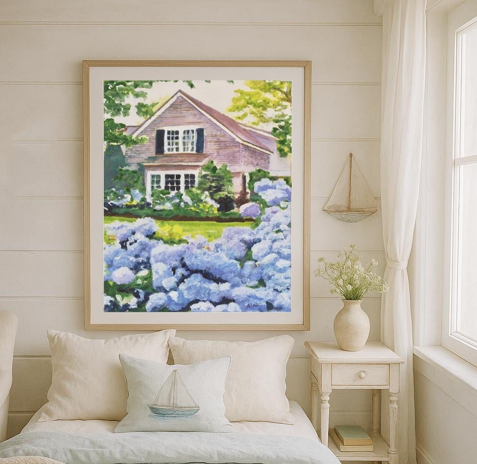 Nantucket Print, Nantucket Painting, Hydrangea Art, Nantucket Poster, Nantucket Art, Coastal Home Décor, Beach house gift