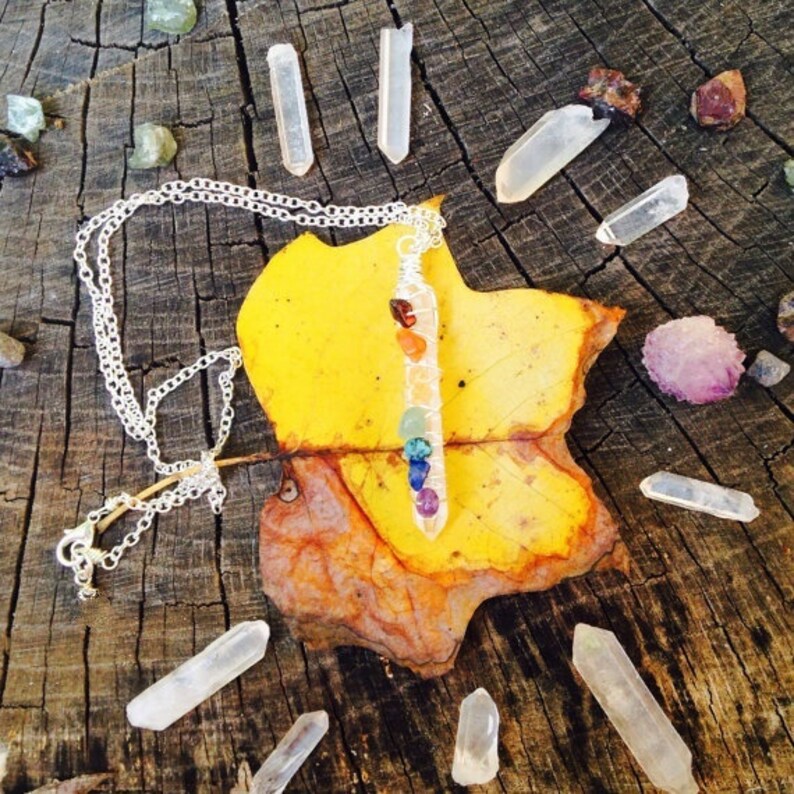 Seven Chakra Pendant Wire Wrapped Gemstone Pendant Balance Chakra Necklace Filled Meditation Necklace Yoga Necklace Reiki Spiritual Necklace