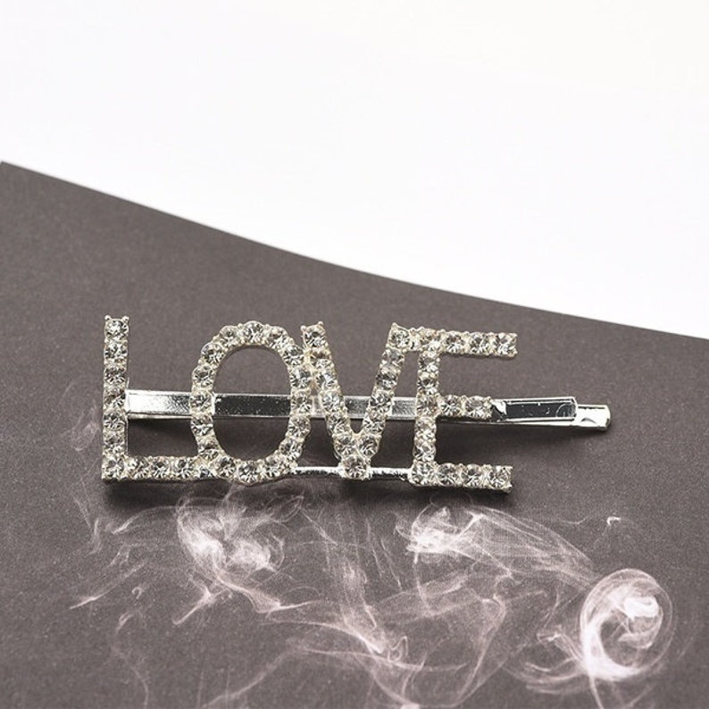 Fashionable Chic Rhinestone Barrette Clips Rhinestone Clip BOSS, LOVE, KISS, Sexy, Hair Clip
