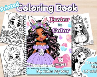 Easter Coloring Book: Black Girl Spring Scenes, Kids Activity (Printed)