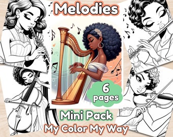 Black Women Musicians Coloring Pages: Music Lover Gift (Digital Download)